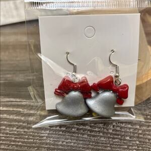 Red and Silver Bell Earrings